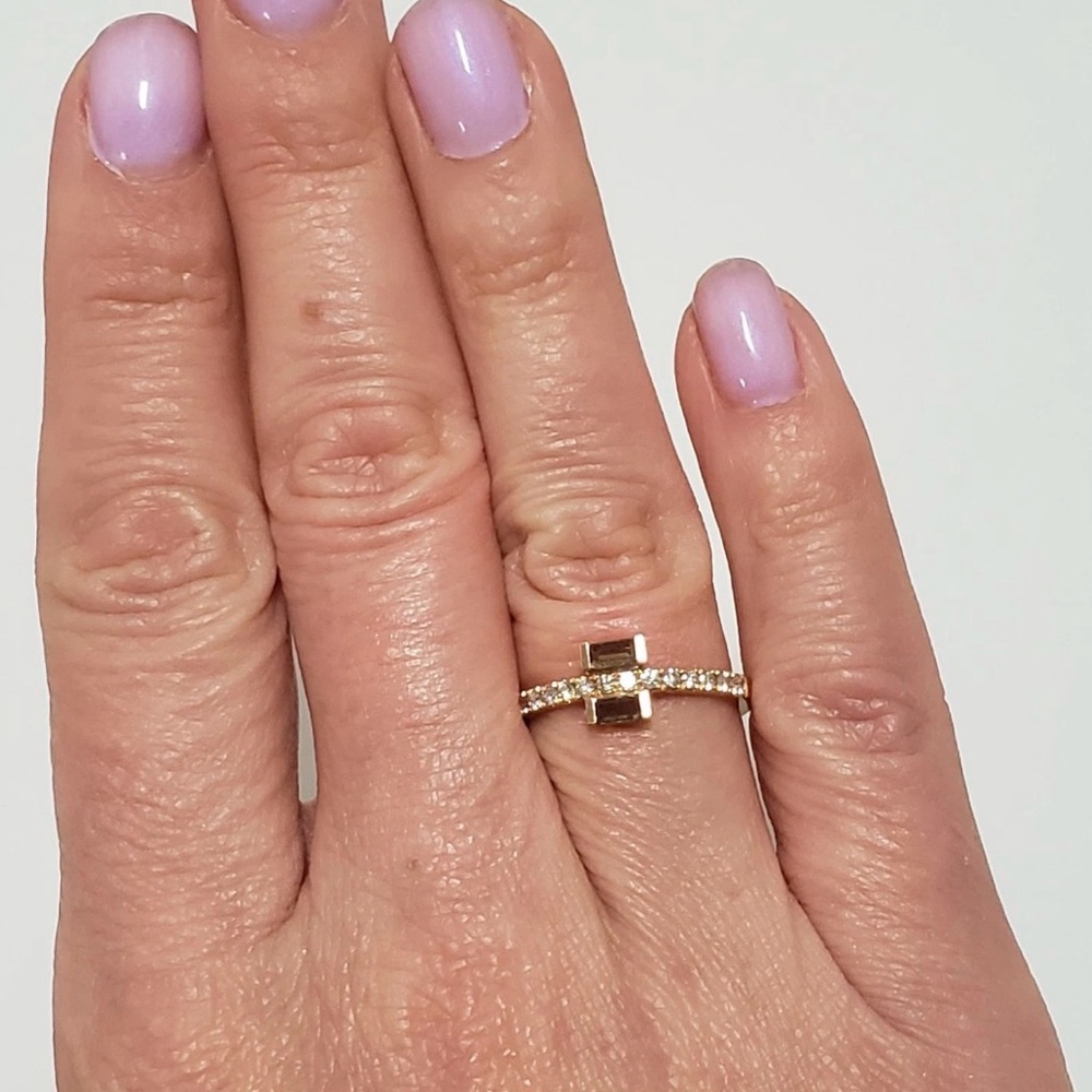 Le Vian 14k Rose Gold Chocolate Quartz Baguettes Nude Diamond Ring Size 7 - Picture 8 of 8